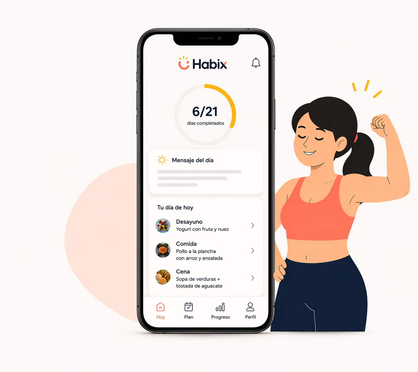 Vista de la app Habix en smartphone