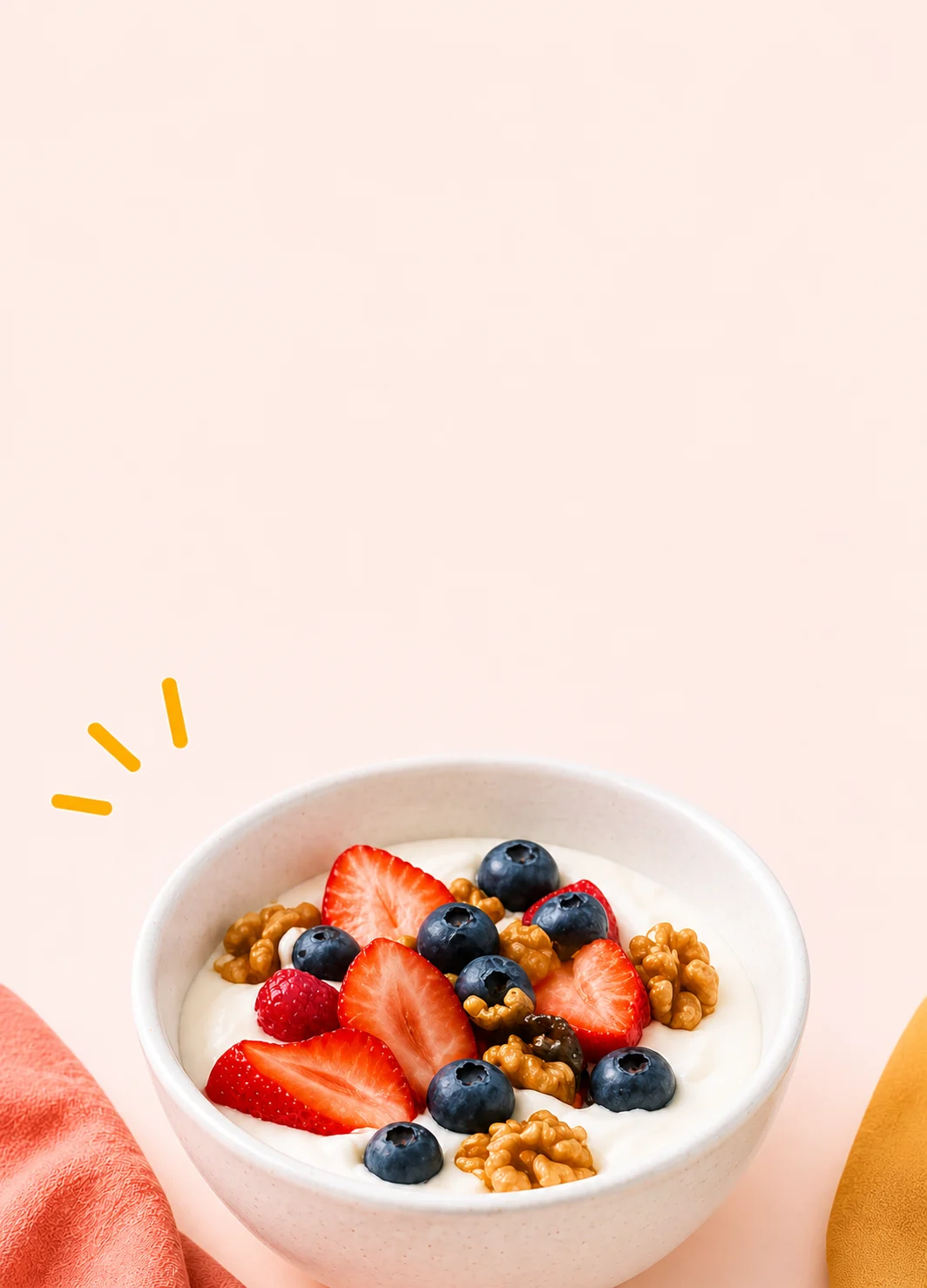 Desayuno yogurt con fruta